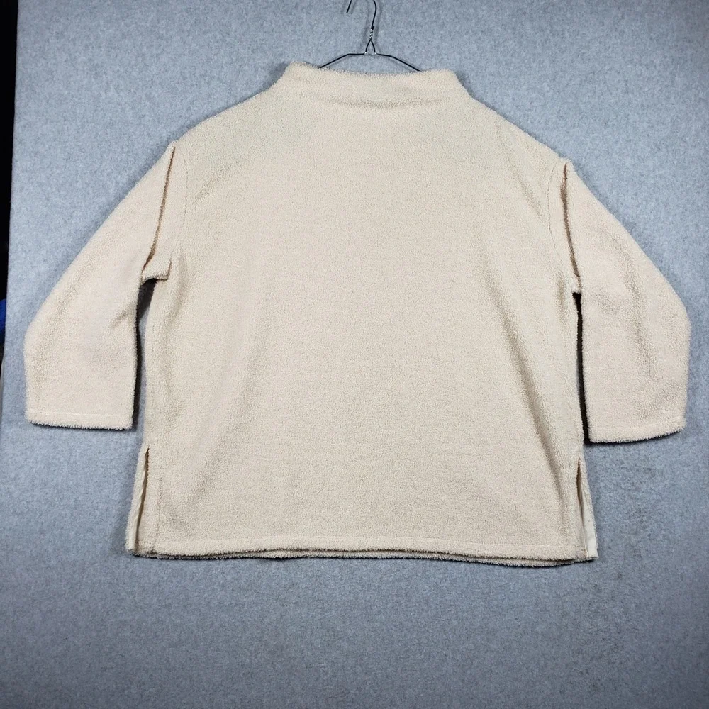 Ava & Viv 3X Plus Cream Fleece Pullover Sweater Mock Neck Cozy Loungewear